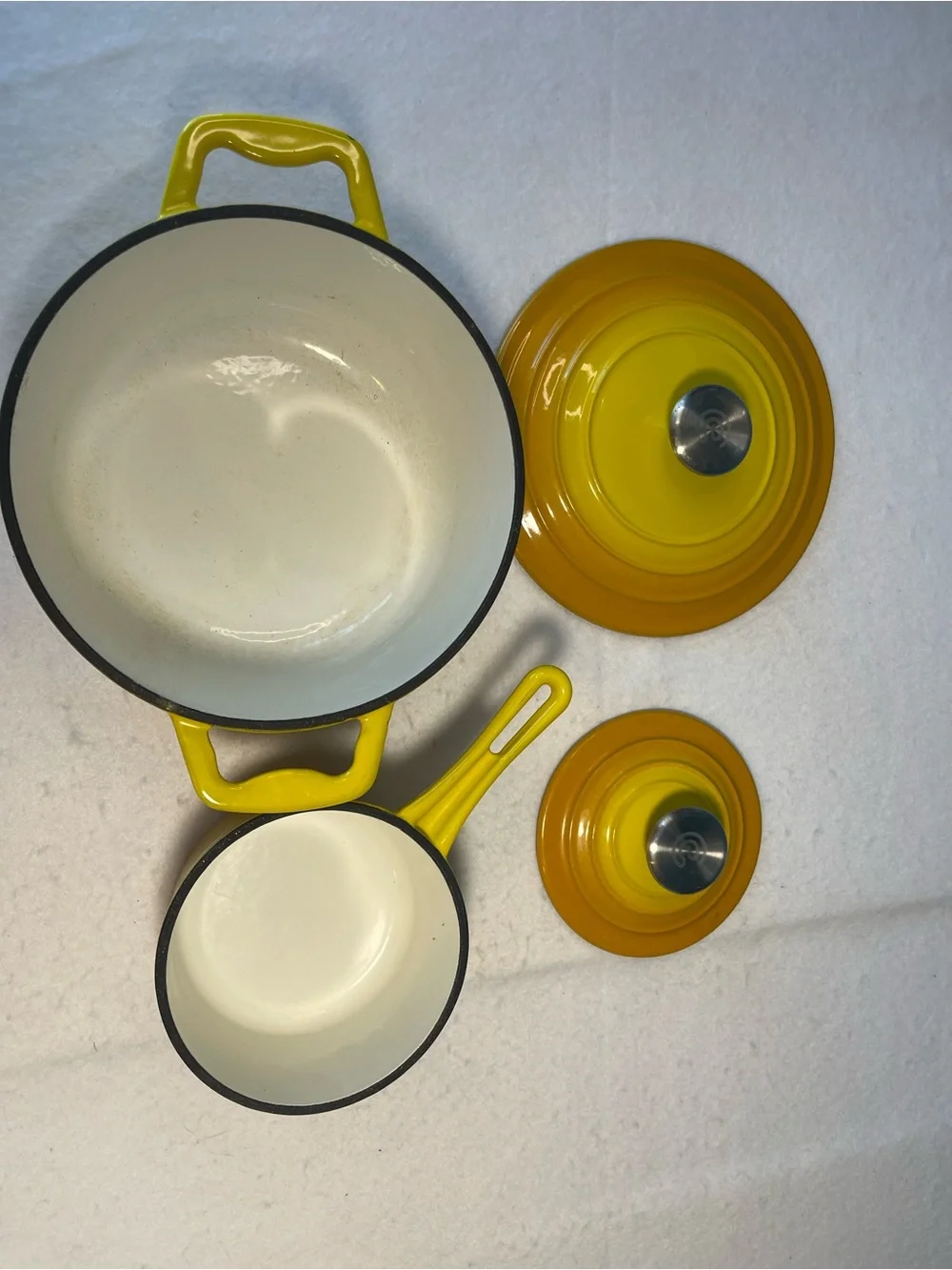 Cook’s Essentials Yellow Orange Enameled Cast Iron Mini Dutch Oven & Saucepan